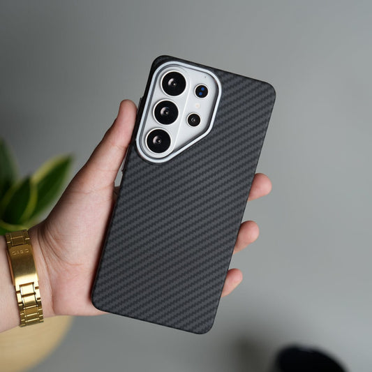 Galaxy S26 Ultra Carbon Fiber Texture Design Hard Pc MagSafe Case Cover BLACK