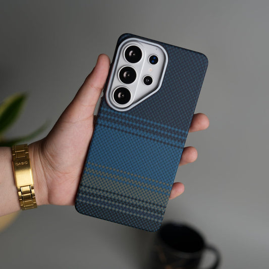 Galaxy S26 Ultra Carbon Fiber Texture Design Hard Pc MagSafe Case Cover BlueLine