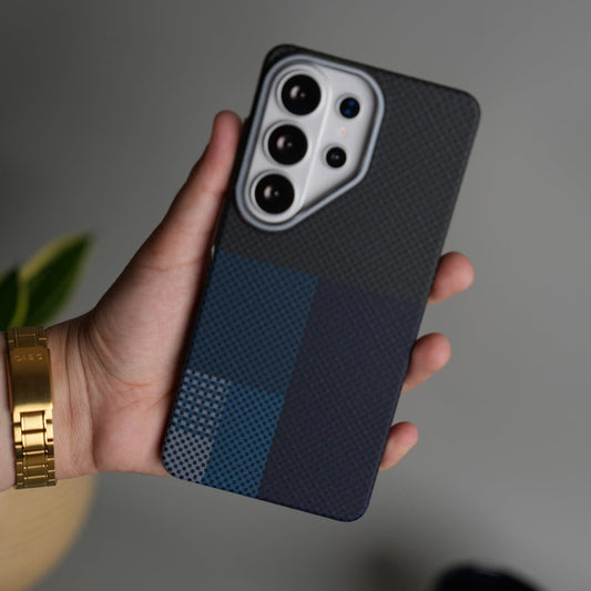 Galaxy S26 Ultra Carbon Fiber Texture Design Hard Pc MagSafe Case Cover BlueMix Design