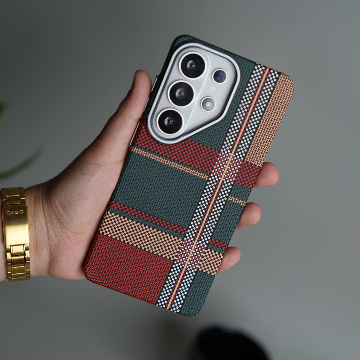 Galaxy S26 Ultra Carbon Fiber Texture Design Hard Pc MagSafe Case Cover GreenRed