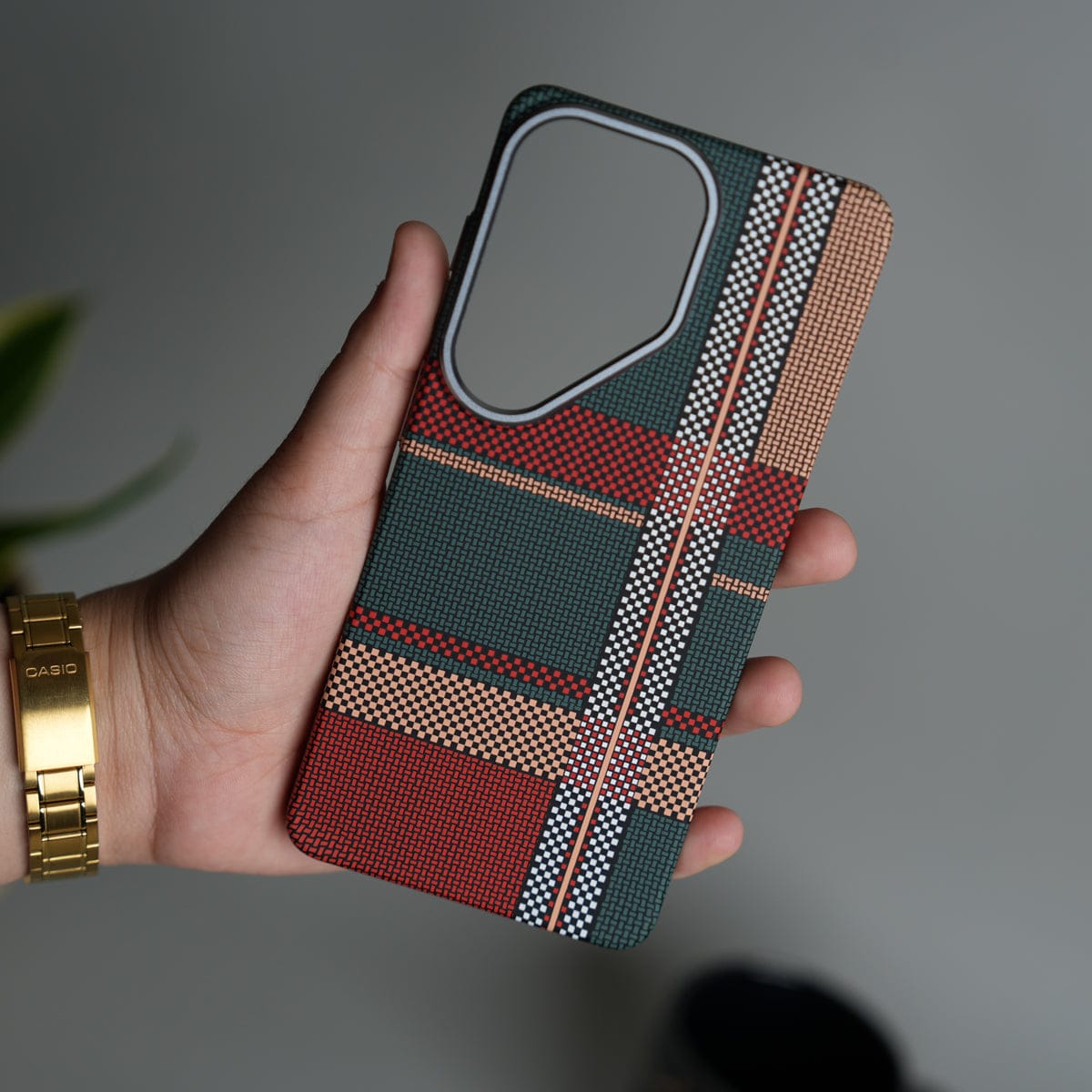 Galaxy S26 Ultra Carbon Fiber Texture Design Hard Pc MagSafe Case Cover GreenRed