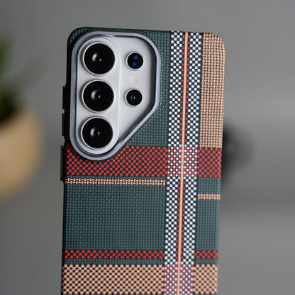 Galaxy S26 Ultra Carbon Fiber Texture Design Hard Pc MagSafe Case Cover GreenRed