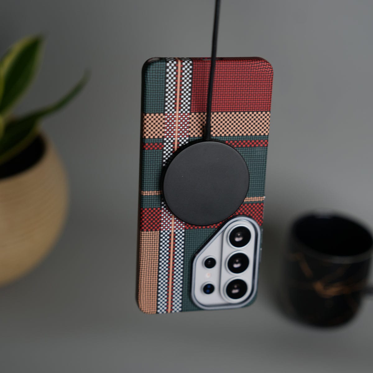 Galaxy S26 Ultra Carbon Fiber Texture Design Hard Pc MagSafe Case Cover GreenRed