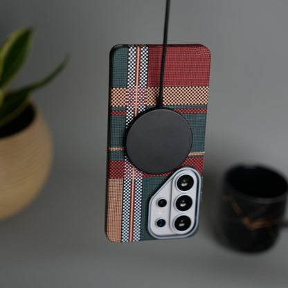 Galaxy S26 Ultra Carbon Fiber Texture Design Hard Pc MagSafe Case Cover GreenRed