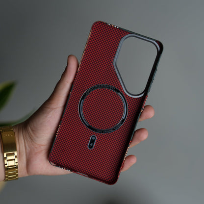 Galaxy S26 Ultra Carbon Fiber Texture Design Hard Pc MagSafe Case Cover GreenRed