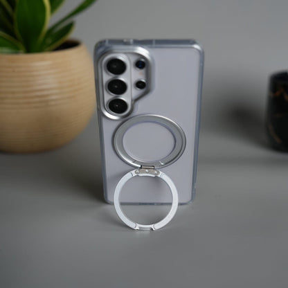 Galaxy S26 Ultra Clear Cover With Metal Stand and Metal Camera Bump