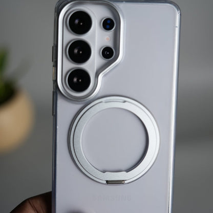 Galaxy S26 Ultra Clear Cover With Metal Stand and Metal Camera Bump