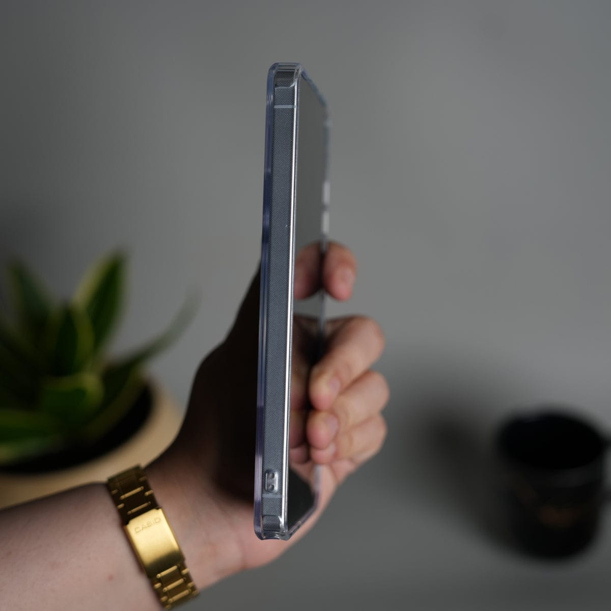 Galaxy S26 Ultra Clear Cover With Metal Stand and Metal Camera Bump