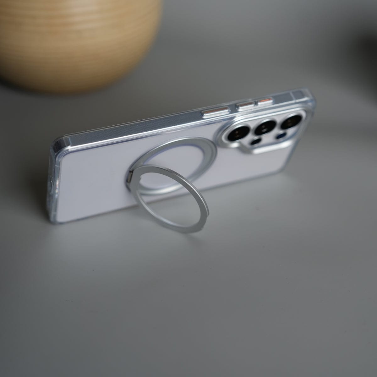 Galaxy S26 Ultra Clear Cover With Metal Stand and Metal Camera Bump