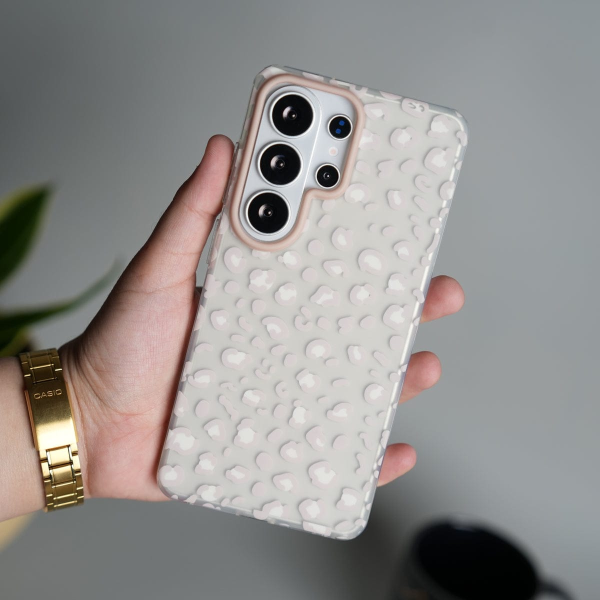 Galaxy S26 Ultra frosted Cream Leopard Spots Case